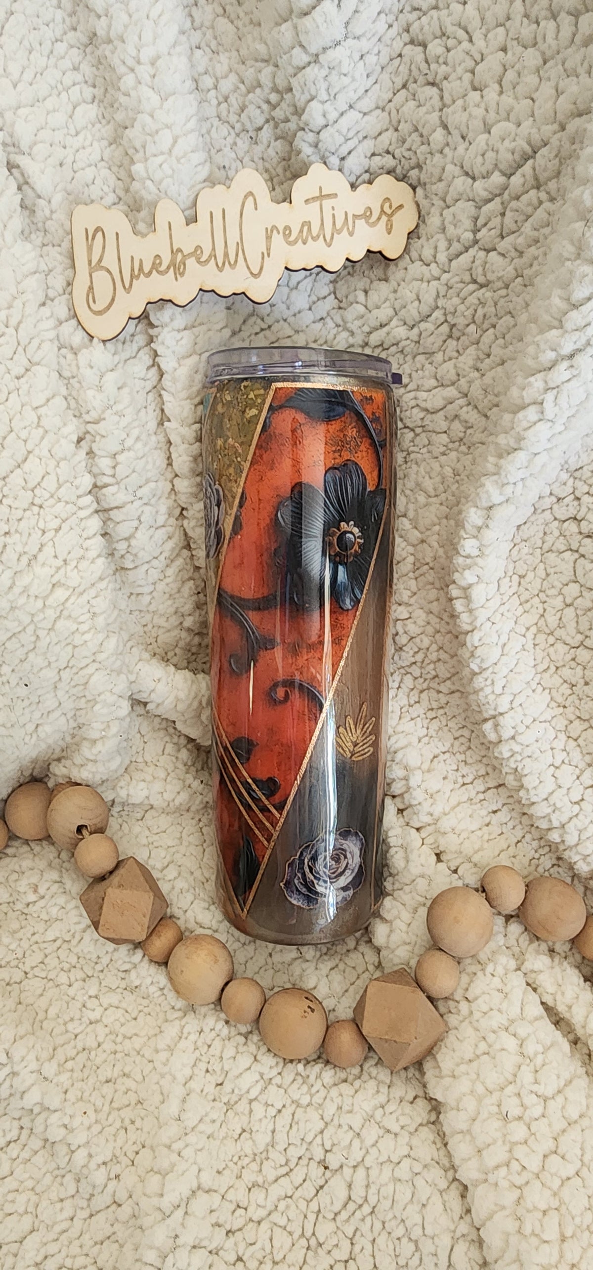 30 oz Rustic Flower Handmade Tumbler