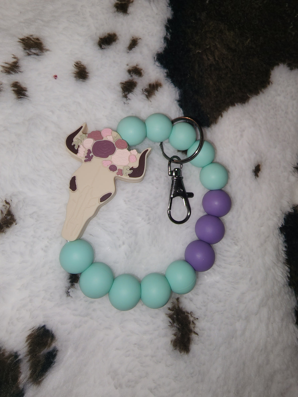 Wristlet Keychains Teal Skulls