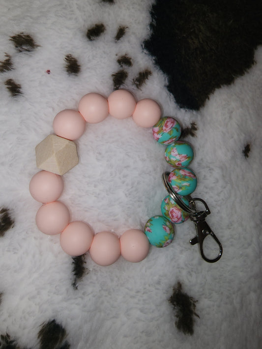 Wristlet keychains Peachy flowers